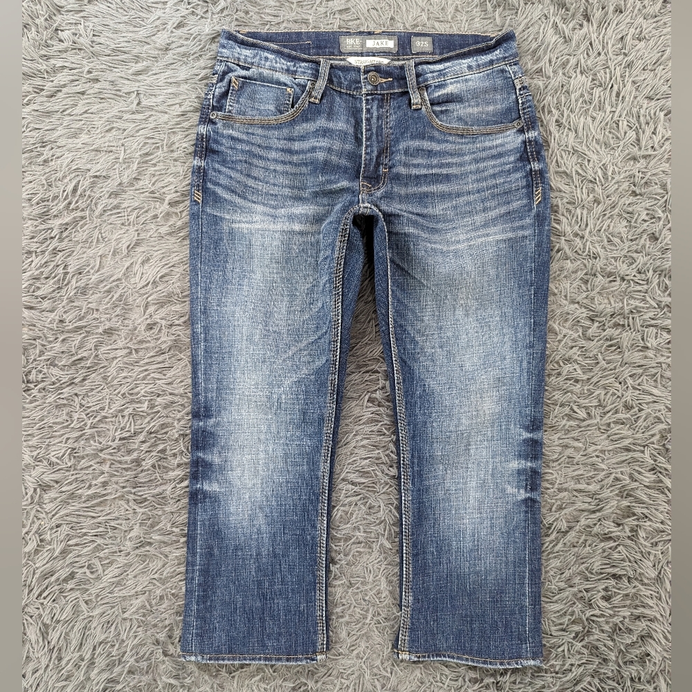 BKE Jeans Men's 32x26 Dark Wash Jake Straight Leg Stretch Denim
